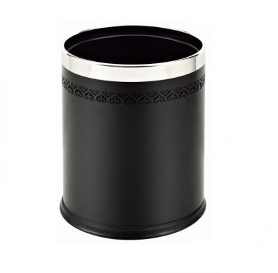 China Durable Double Layer Stainless Steel Round Open Top Room Trash Can Durable Hotel Garbage Bin for sale