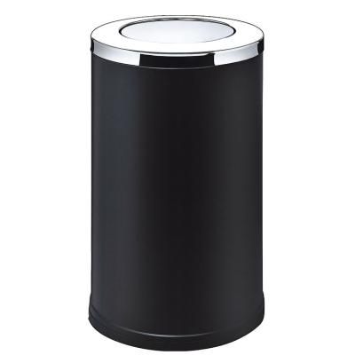 China Simple Style Sustainable High Quality Household Round Waste Bin Stainless Steel Cover Hotel Guest Room Standing Rolling Bin for sale