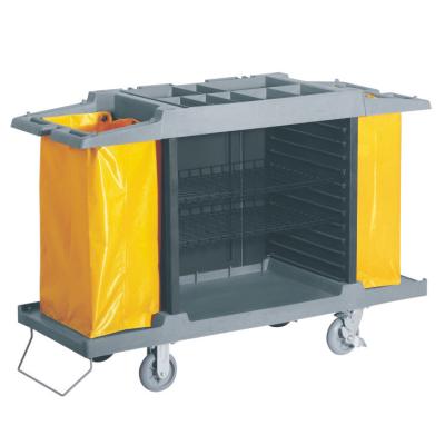 China Amazon Best Selling Heavy Duty Hotel Housekeeping Cart Commercial Cleaning Cart for sale