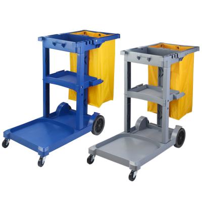 China Large Capacity Heavy Duty Universal Janitor Hotel Trolley Cart Laundry Cleaning Cart for sale