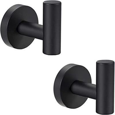 China New Modern Style Matte Black Stainless Steel Towel Robe Wall Hook Rack Modern Clothes Wall Mounted Bathroom Accessories Rack Hooks for sale