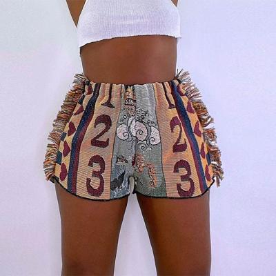 China Charming Viable Print Patch Short Pants For Women Casual With Fringe Shorts Pants Summer Streetwear - SM for sale