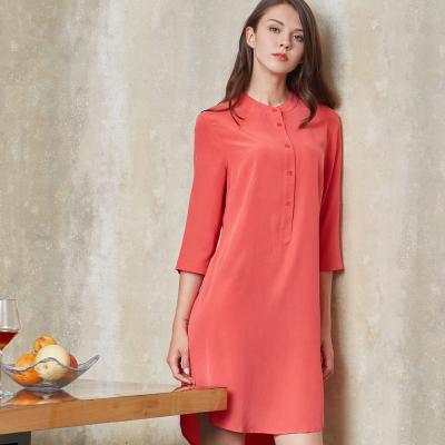 China Anti-pilling Hot Selling OEM ODM Satin Silk Garment Slim Body Shaping Strap V Neck Silk Dress For Elegent Women for sale