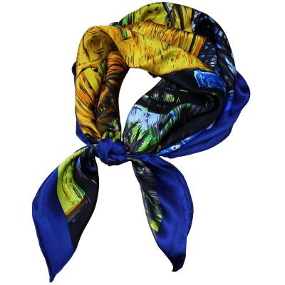 China Custom Spring Summer Square Designer Scarf Silk Luxury Mulberry Silk Scarf Print Silk Neck Scarves For Women for sale