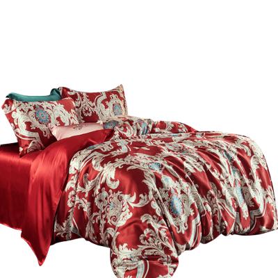 China Nondisposable factory direct supply 100% mulberry silk printing four piece suit bedding set for sale