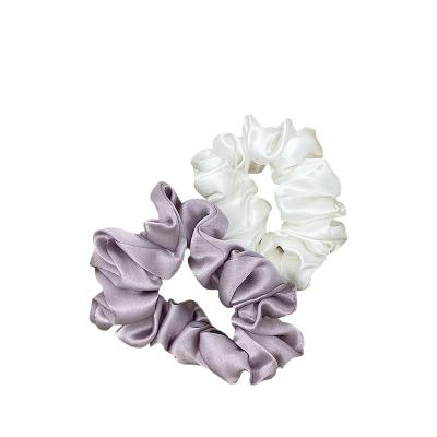 China Soft elasticity 3.5cm 4cm 4.5cm 5cm mulberry silk custom fine hair scrunchies with logo and label for long hair for sale