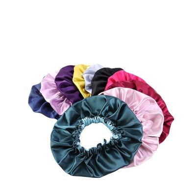 China European and American style best quality double layer satin silk bonnets baby and hair silk bonnet adult breathable adjustable night cap for sale