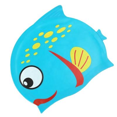 China Cartoon Ear Protectors Anti Fog Silicone Breathable Swimming Cap For Kids for sale