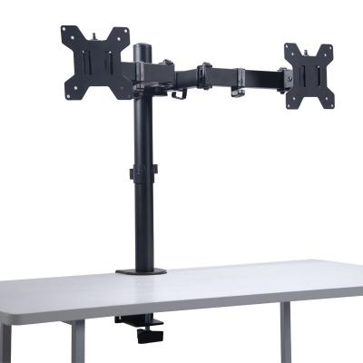 China Ameely Dual Monitor Arm Bracket Steel Foldable Swinging Desktop Steel Dual Monitor Arm for sale