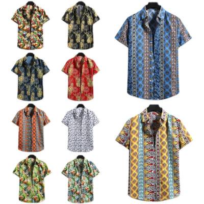 China 2022 Wholesale Mens Anti-pilling Floral Short Sleeve Shirt Plus Size Mens Shirts for sale