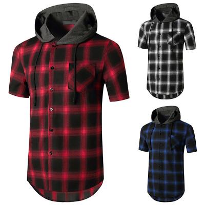 China Classic QUICK DRY Amazon Flannel Shirt Plaid Hoodie Short Sheath Hoody For Men for sale