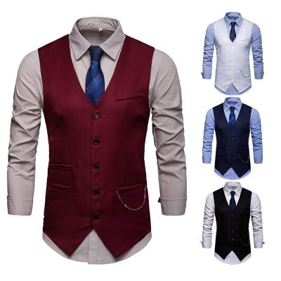 China Solid Color QUICK DRY Custom Slim Casual Men's Waistcoat Wholesale Suit Straight Vest for sale