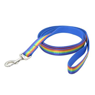 China Custom Comfortable Nylon Strap With Sewn On Polyester Ribbon Dog Collar Leash Set Leash For Dogs for sale