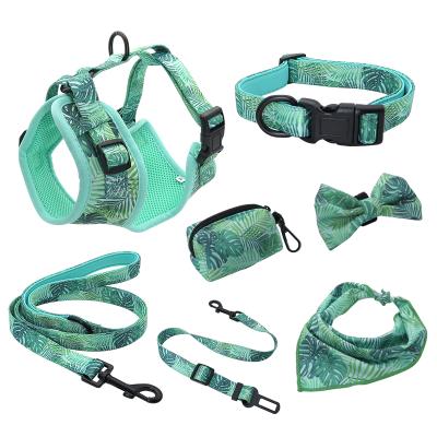 China Warmest Padded Walking Kit For Dogs Pet Vest Harness Set Dog Collar Leash Harness Set Custom Poop Bag Holder for sale