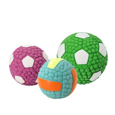 China Cute Dog Toy Interactive Cute Pet Toy Latex Durable Natural Squeaky Chewing Football for sale