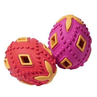 China Interactive Rubber Squeaky Ball Toy Chew Tough Dog Toy Viable Good Quality Double Color Pet Toy for sale