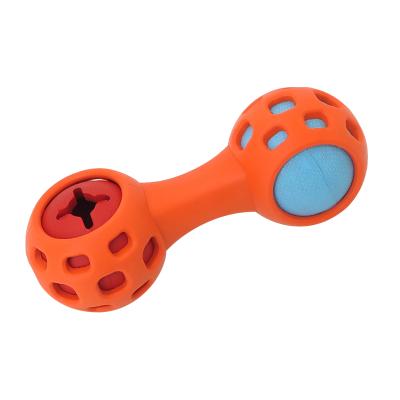 China Durable Indestructible Leakage Natural Rubber Dumbbell Squeaky Toy Pet Toys Dog Dog Chew for sale