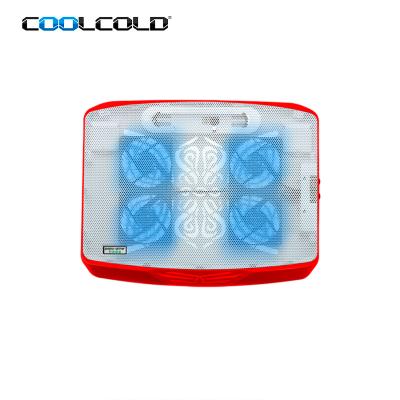 China Cooler Laptop Pad Coocold 4 Fans Laptop Cooling Pads with Led Light, 18 Inch Laptop Cooling Pad for sale