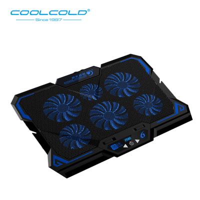 China Up to 17 inch laptop cooling pad, laptop cooler with 6 quiet led fans for 15.6-17 inch laptop fan support for sale