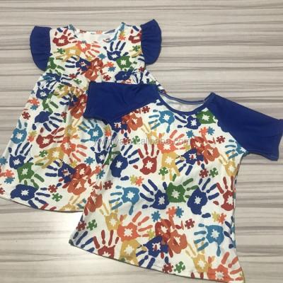 China MY-018 Eco-friendly custom wholesale clothing manufacturers baby boys clothing set ruffled icing shorts cactus printed beehive outfits for sale