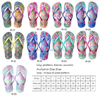 China YJ-032 Anti-slippery EVA Logo Printing Promotional Beach Slipper 2019 Flip Flops Personalized Wholesale Hot Selling Monogram Decorated Lily Flip Flop for sale