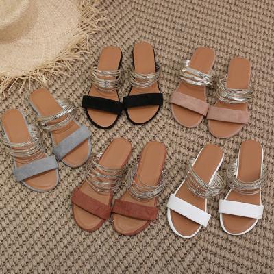 China Fashion Trend LX-020 Multi-Cross Outdoor Strap Open Toe Sandals For Women Vintage Beach Sandals Ladies Summer Simple Flat Slipper for sale