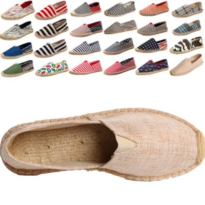 China WK-098 2021 New Fashion Trend Loafers Fisherman Shoes Linen Straw Breathable Canvas Shoes For Men And Women Slip On Flat Walking Shoes for sale