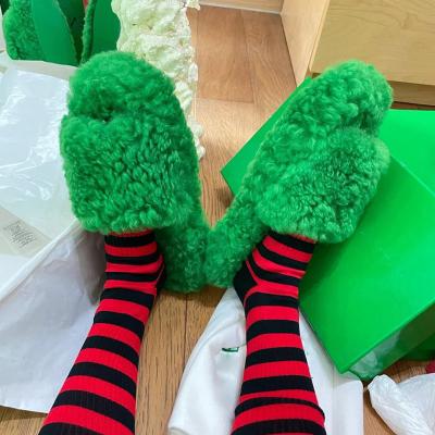 China FL-128 Fashion Anti-slippery new boutique warm fur slipper for women platform sandals open toe home slipper wholesale for sale