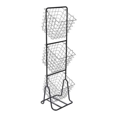 China Sustainable 3 Tiers Floor Racks And Standing Wire Bin Multi-FunctionalMetal Storage Racks for sale