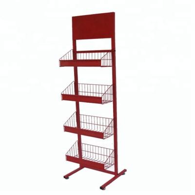 China Corrosion Protection 4 Tiers Large Capacity Red Display Rack Rack Metal Wire Locker Hanging Shelf With 6 Colors Welcome Customized for sale