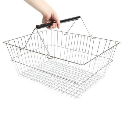 China 30 L viable large capacity metal wire storage basket square shape handle shopping basket can be custom made for sale