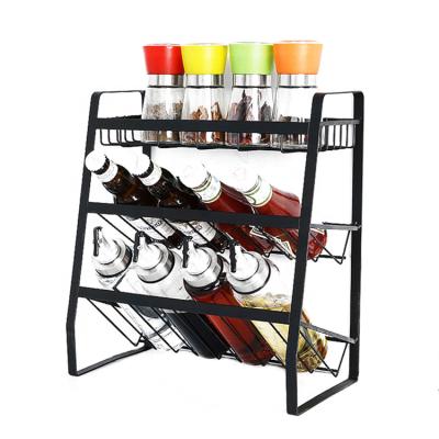 China 3 Layers Kitchen Sustainable Multi Functional Condiments Spices Storage Racks for sale