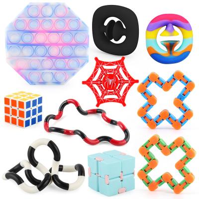 China Stress Release Silicone Set Gift Noise Stir Toy Push Bubble Squeeze Toys Relaxing Funny Toys Pack For Kids for sale