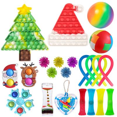 China Stress Release Silicone Set Christmas Gift Noise Stir Toy Push Bubble Squeeze Toys Relaxing Funny Toys Pack For Kids for sale