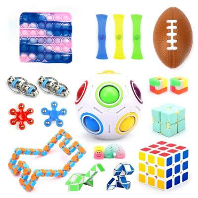 China Squeeze Version 19 Pcs Silicone Set Noise Stir Toy Push Bubble Squeeze Toys Relaxing Funny Toys Pack For Kids for sale