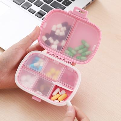 China Hot Selling PP Plastic 8 Compartments Travel Portable Pill Organizer Daily Pill Case Medicine Holder Pill Box for sale