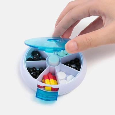 China Portable Water Proof Compartment Pill Storage Box Travel Medicine Rotating Holder Organizer Outdoor Candy Boxes Container Case for sale