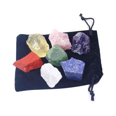 China China Natural Rough Crystal Semi-precious Stone Opens 7 Chakra Stones Bag Set for sale