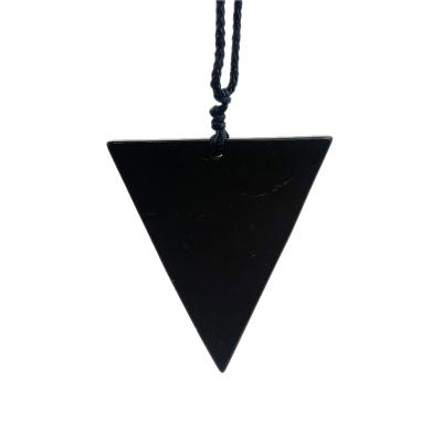 China whosale FASHIONABLE natural triangle Shungite pendant stone for jewelry making DIY necklace sweater for sale