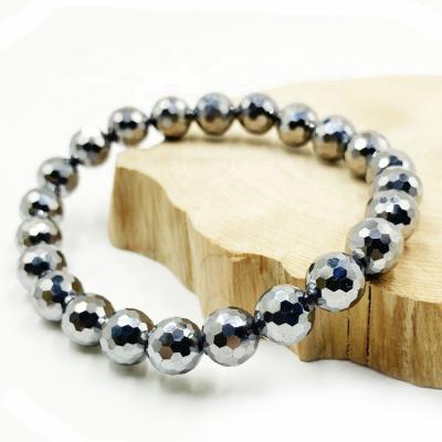 China Gemston Hematite EMF Protection Bracelet Emf Blocker 100% Natural Genuine Casual/Sporting Smooth Bracelet for sale