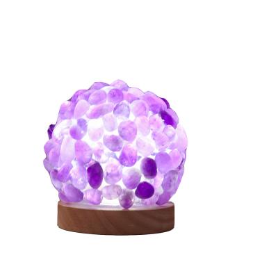 China Luxury Natural Crystal Ball Bedside China Gravel Night Lamp For Home Decor Gift for sale