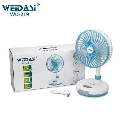 China Dual Switch Design 3 Gears Wind USB Charging Rechargeable Table Fan China Light Up Lamp for sale