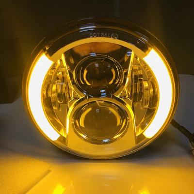 China 2022 Inch High Power 7 Faros 40W Round LED Headlight With Amber Angel Eyes Off Road 4X4 Accessories For TJ JK OTHER for sale