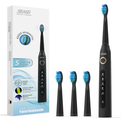 China Wireless Charging or USB Charging SEAGO YSG507 Powerful Rechargeable Smart Sonic Electric Toothbrush Patent for Adult for sale