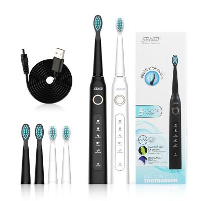 China ABS+TPE OEM SG507 5 USB Rechargeable Sonic Whitening Electric Toothbrush Modes SEAGO for sale