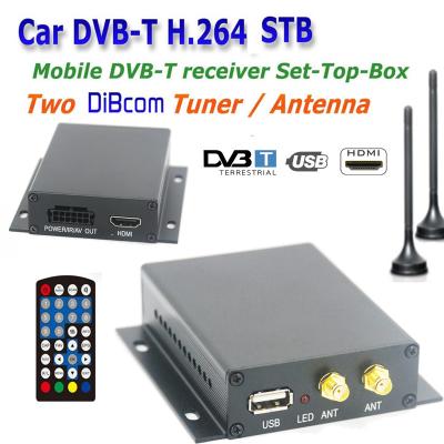 China Car DVB-T TV receiver box diversity 2 antenna MPEG2 H.264 STB tv tuner for sale