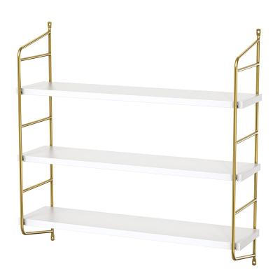 China (Height) Gold Adjustable Bracket With MDF 3 Tier Adjustable Wall Shelves Set for sale