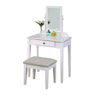 China USA Simple Popular Style Bedroom Furniture Wooden Makeup Dressing Table With Mirror Espresso Beige Seat Finish for sale