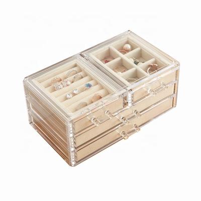 China Acrylic Rings Jewelry Box 3 Drawers Jewelry Organizer Supplier Factory Amazon for sale