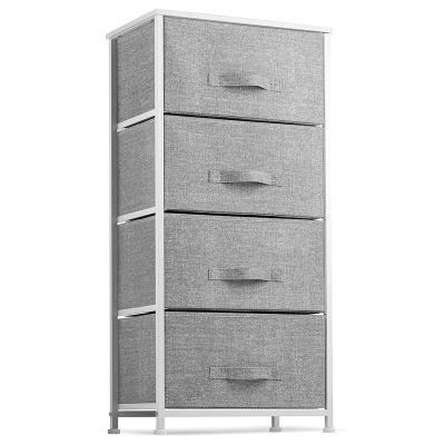 China Large Capacity Fabric Drawers Dresser Tower with 4 Drawers Living Room Metal Foldable Fabric Storage Cabinet for sale